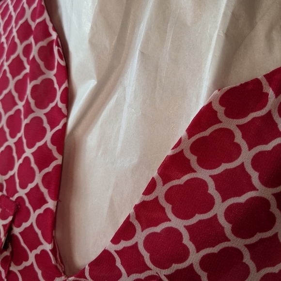 GAP Camp Style Semi Sheer V Neck Blouse Hot Pink and White Size Extra Small - Picture 8 of 9